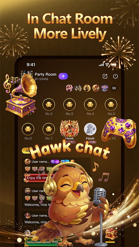 Hawk-Voice Group Chat Rooms screenshot
